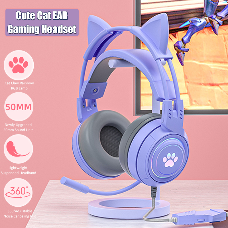 Gaming Accessories For Kids - Cute Cat Ear Gaming Headphones with