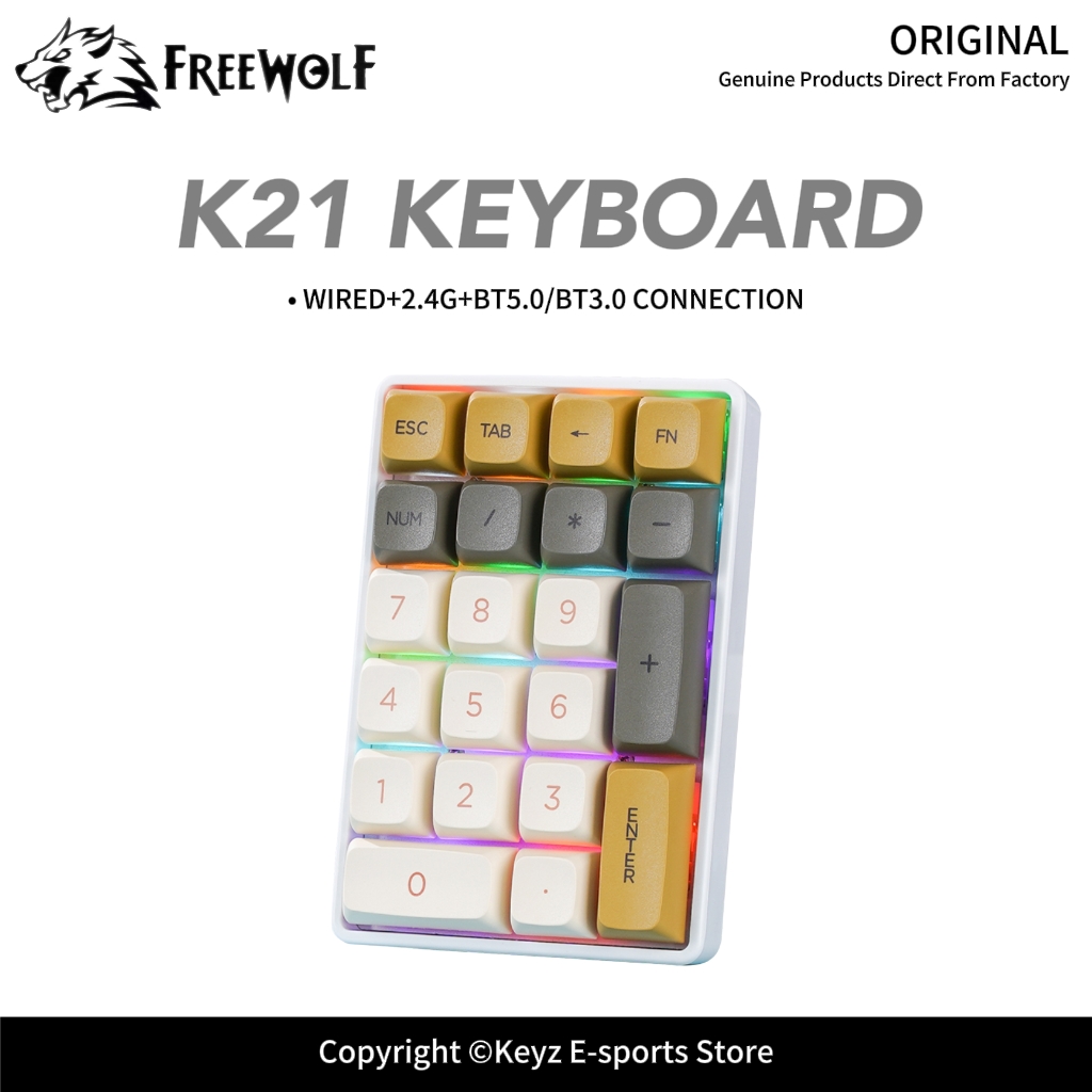 Keyboard Numpad Separate - K21 Tri-mode Mechanical Numeric Keypad FREEWOLF