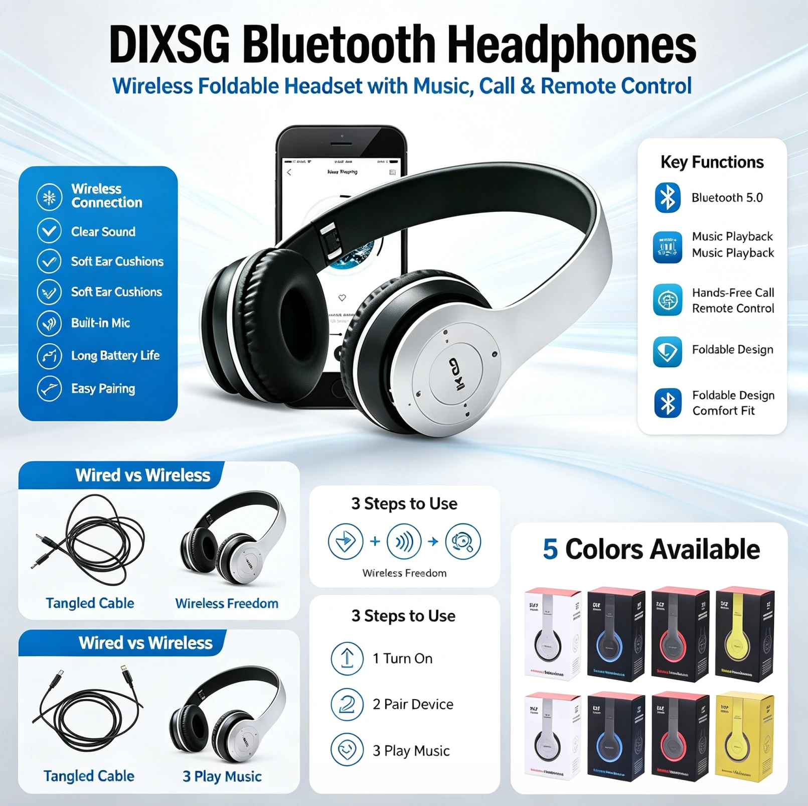 Stereo P47 Headset 5.0 Bluetoo - Gaming Accessories Iphone 评论和价格