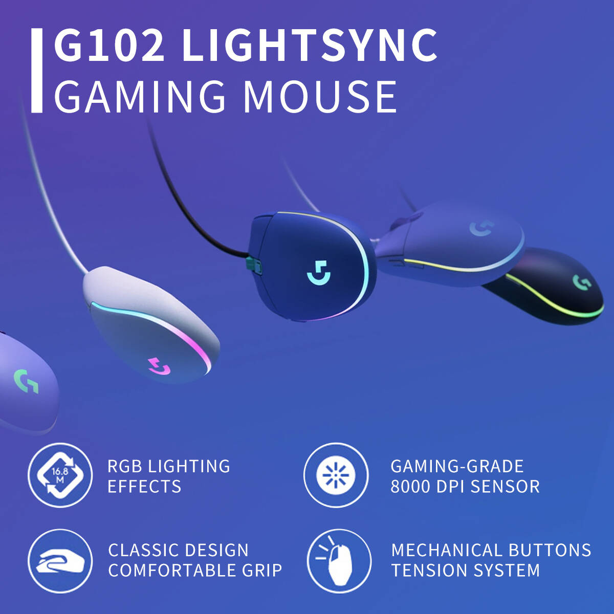 Logitech G203 Mouse, Wired USB - Logitech Mouse G203 评论和价格