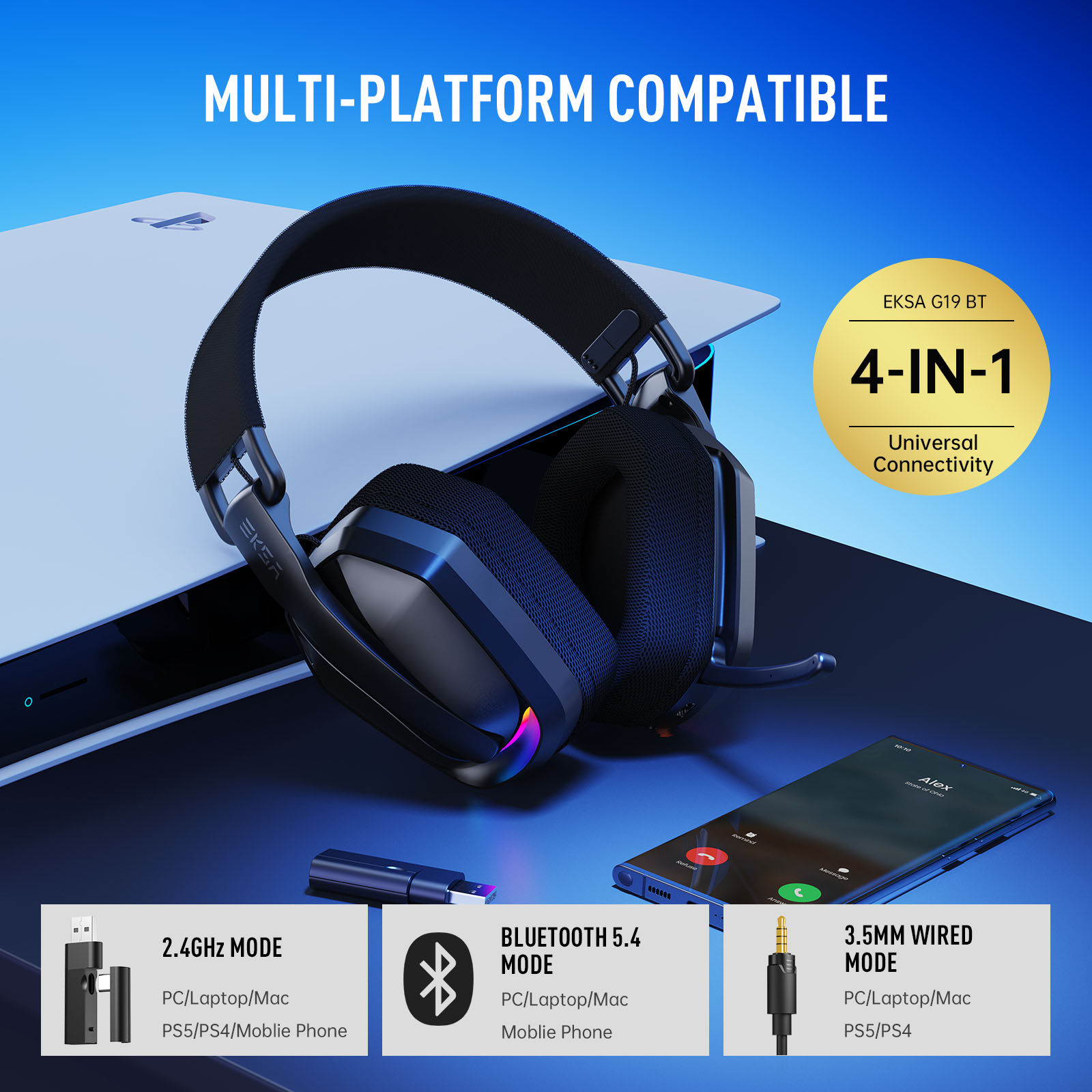 EKSA G19BT 2.4GHz Wireless Gam - Venom Gaming Accessories 评论和价格